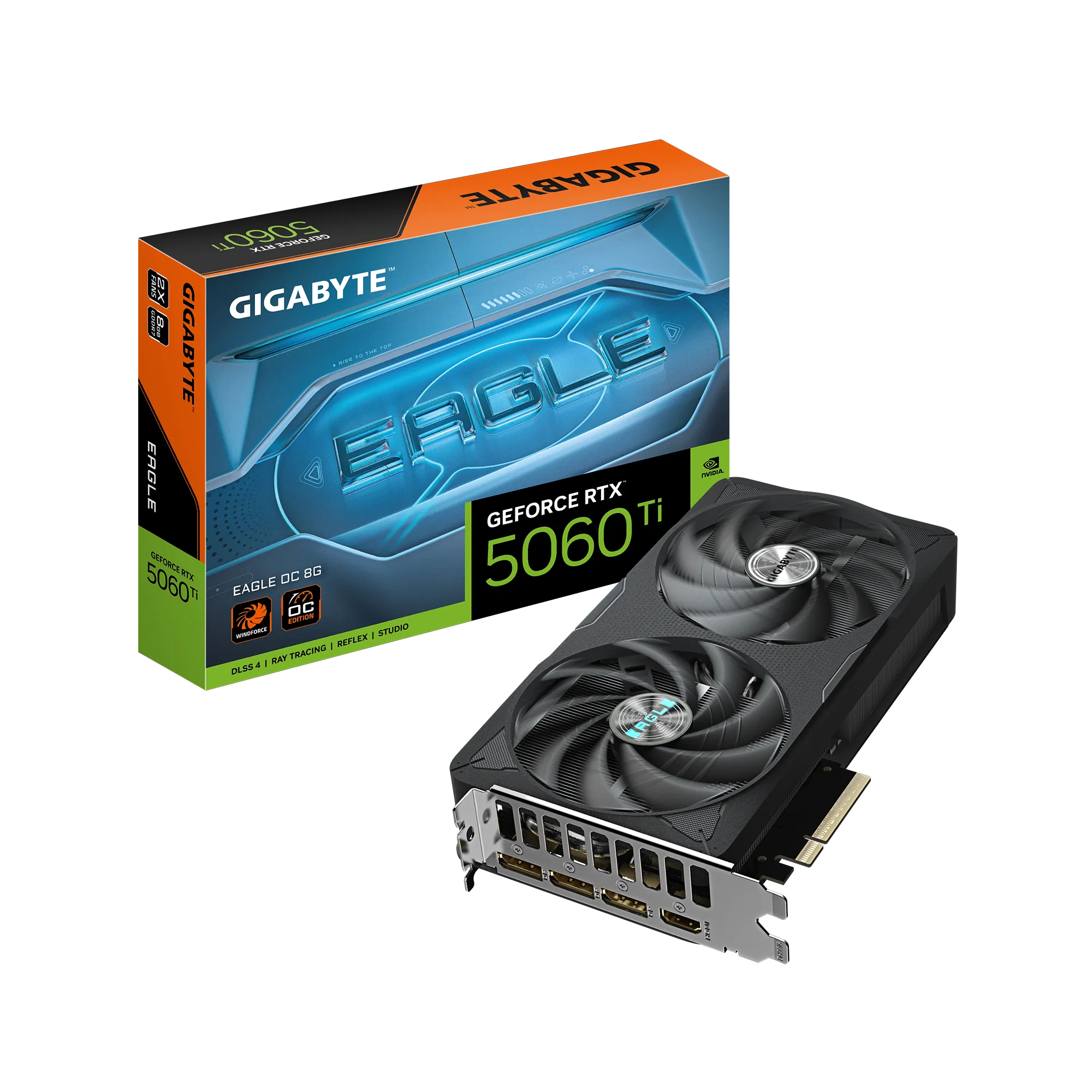 GIGABYTE GeForce RTX 5060 Ti EAGLE OC 8G Graphics Card - 8GB GDDR7, 128bit, PCI-E 5.0, 2617MHz Core Clock, 3 x DisplayPort, 1 x HDMI, GV-N506TEAGLE OC-8GD, GeForce RTX 5060 Ti, 8 GB, GDDR7, 128 bit, 7680 x 4320 pixels, PCI Express x16 5.0