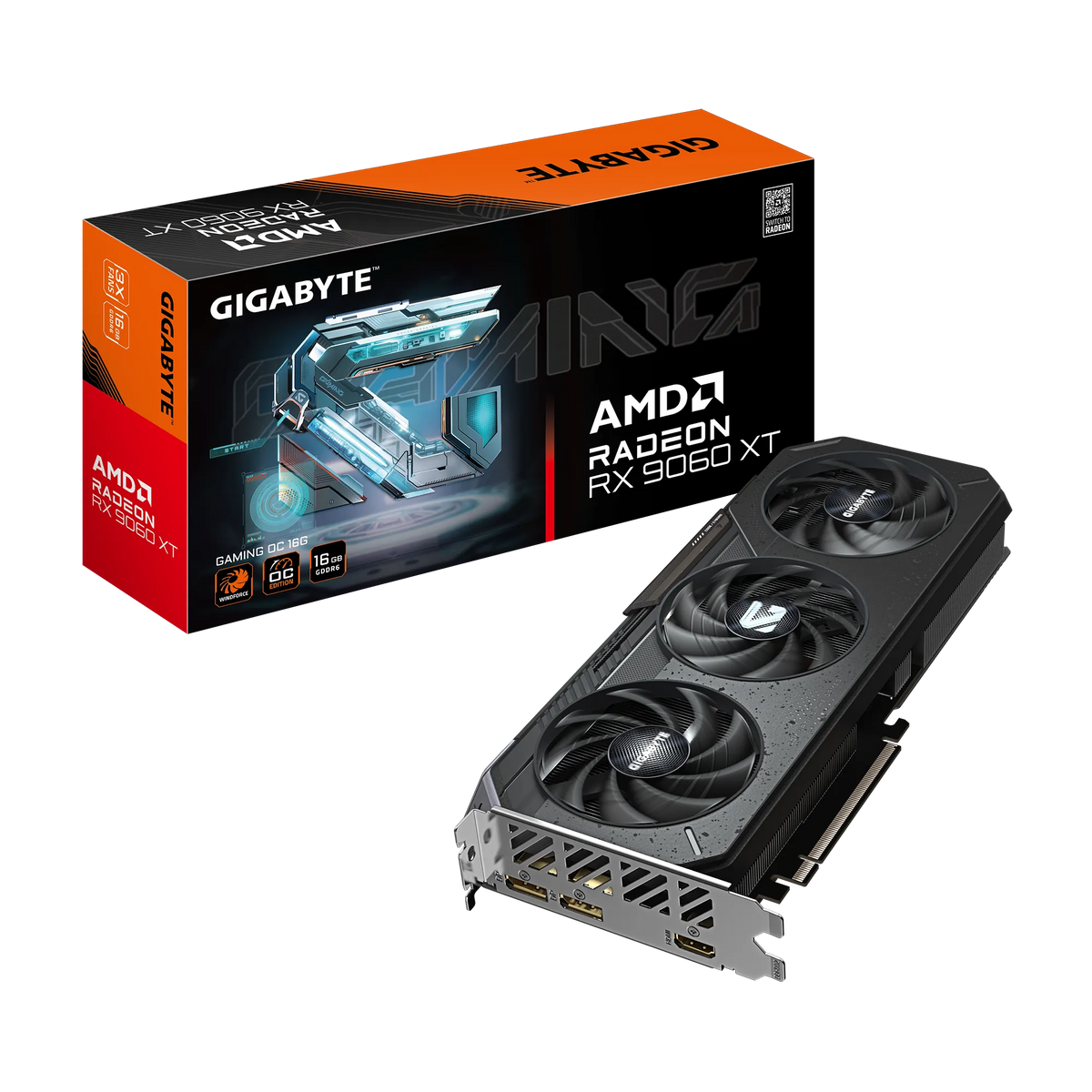 GIGABYTE AMD Radeon RX9060XT Gaming OC - 16GB; 128-Bit Memory Bus; 1x HDMI; 2x DisplayPort