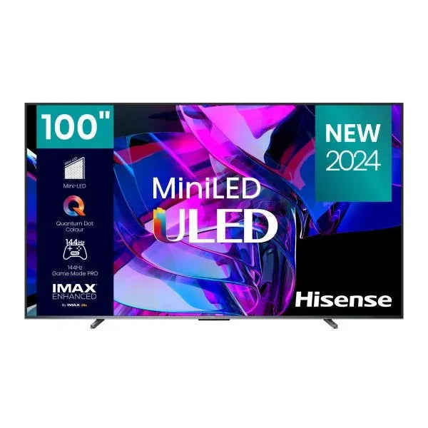 Hisense 100U7K 100'' Mini ULED Smart TV; 144Hz Game Mode ProDolby Vision IQ; AMD FreeSync Premium Pro; 240 High Refresh Rate