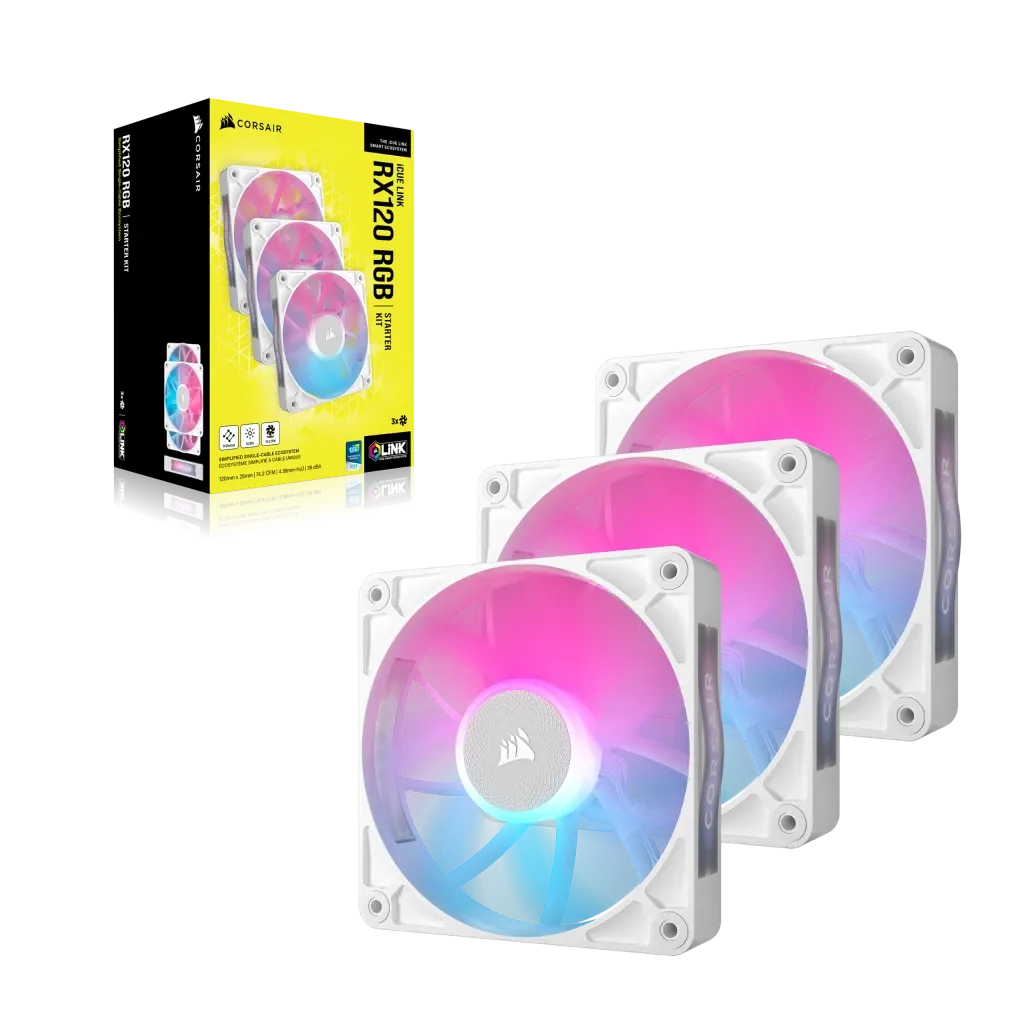 Corsair RX RGB Series; iCUE LINK RX120 RGB White; 120mm Fan; Triple Pack