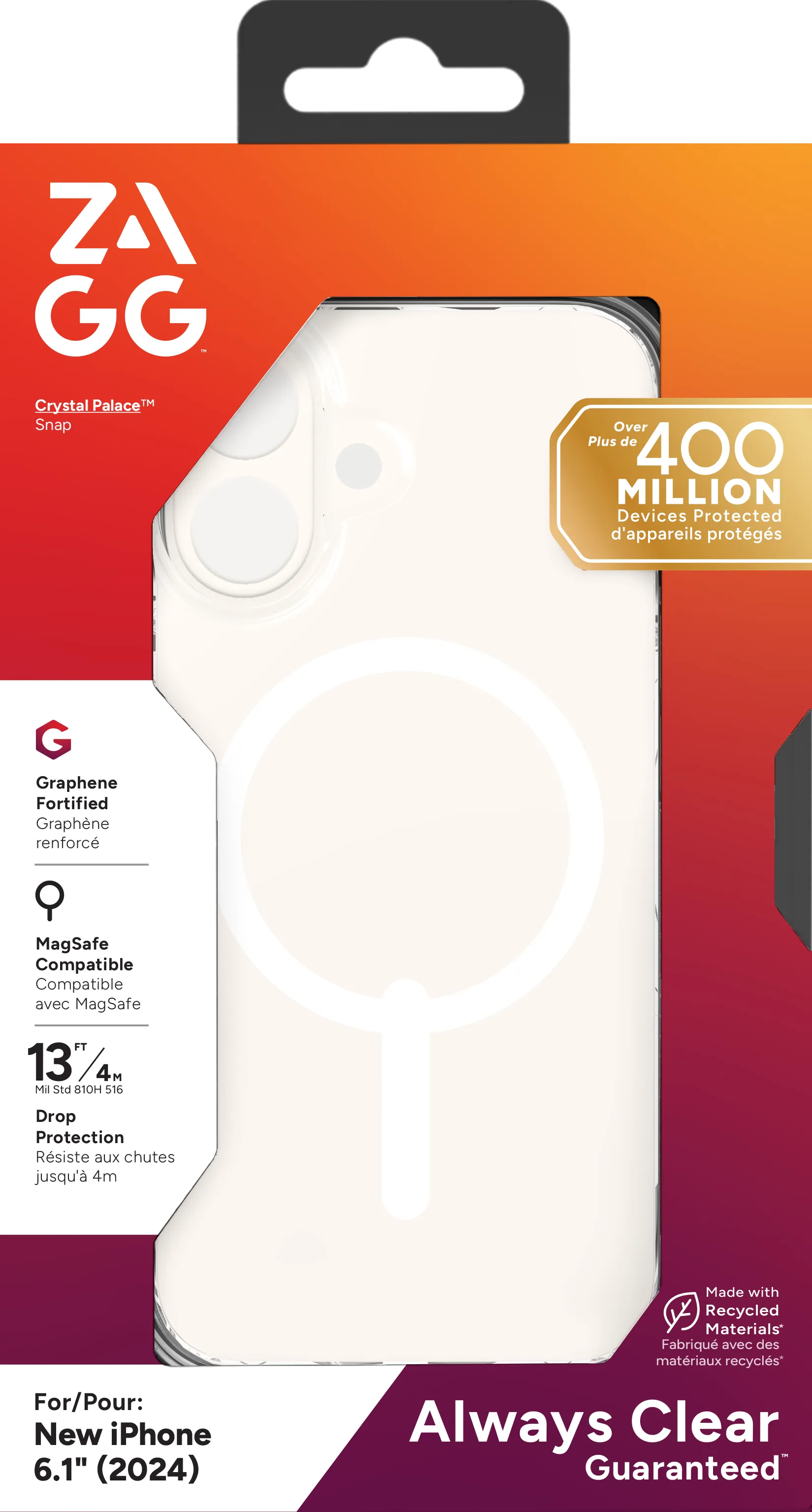 ZAGG Cases Crystal Palace Snap Apple iP16 Clear