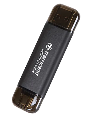 Transcend ESD310C, 256 GB, USB Type-A to USB Type-C, USB 3.2 Gen 2x2, 1050 MB/s, Black