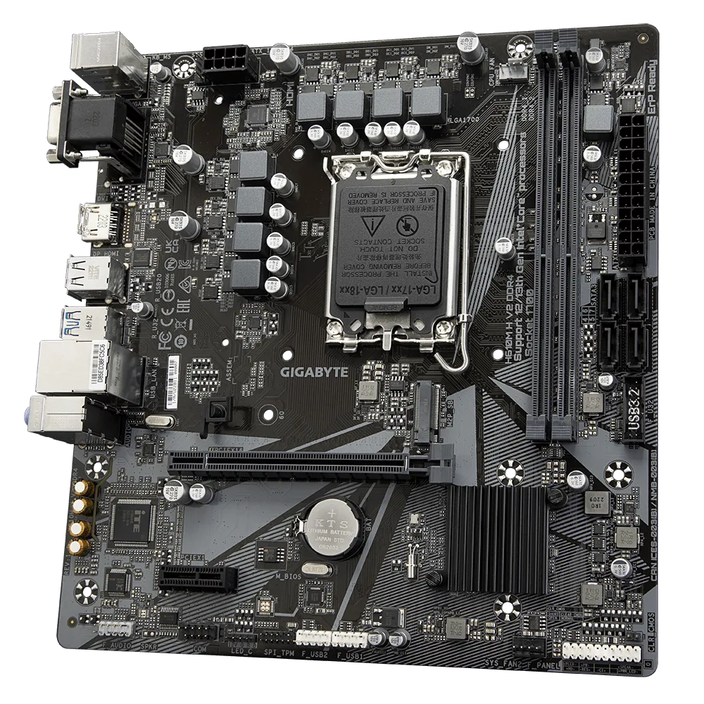 GIGABYTE Intel® H610 Chipset for LGA 1700; 2x DDR5; 1x M2; D-Sub/HDMI; mATX.