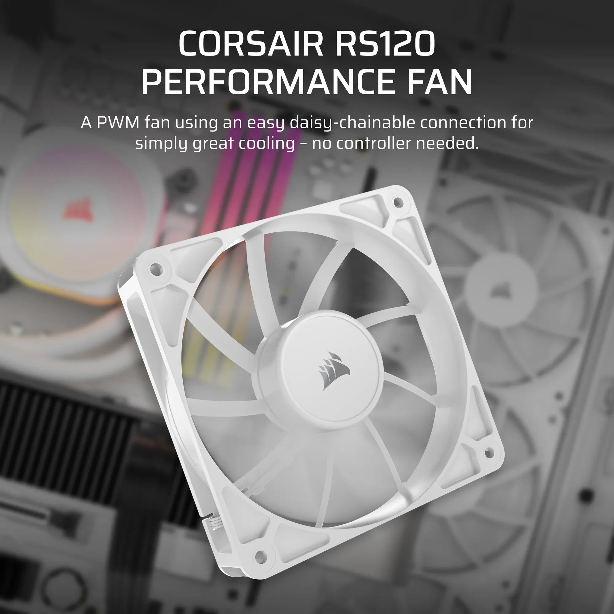 Corsair RS120, Fan, 12 cm, 420 RPM, 2100 RPM, 36 dB, 72.8 cfm