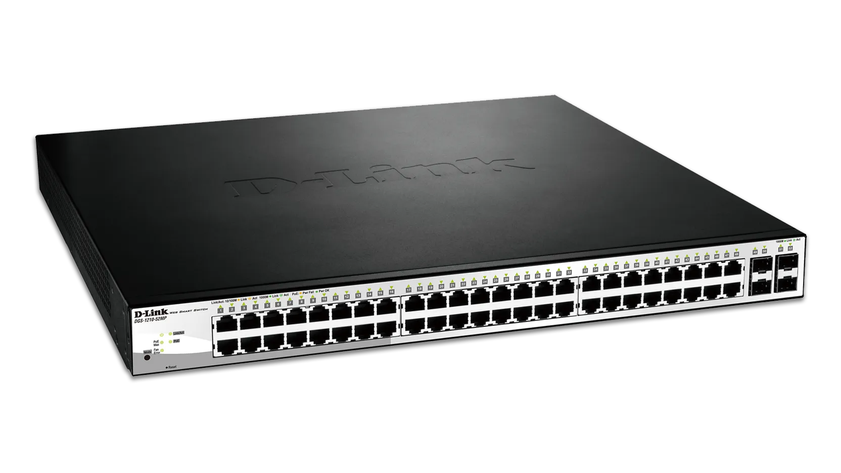 D-Link DGS-1210-52MP, Managed, L2, Gigabit Ethernet (10/100/1000), Power over Ethernet (PoE), Rack mounting, 1U