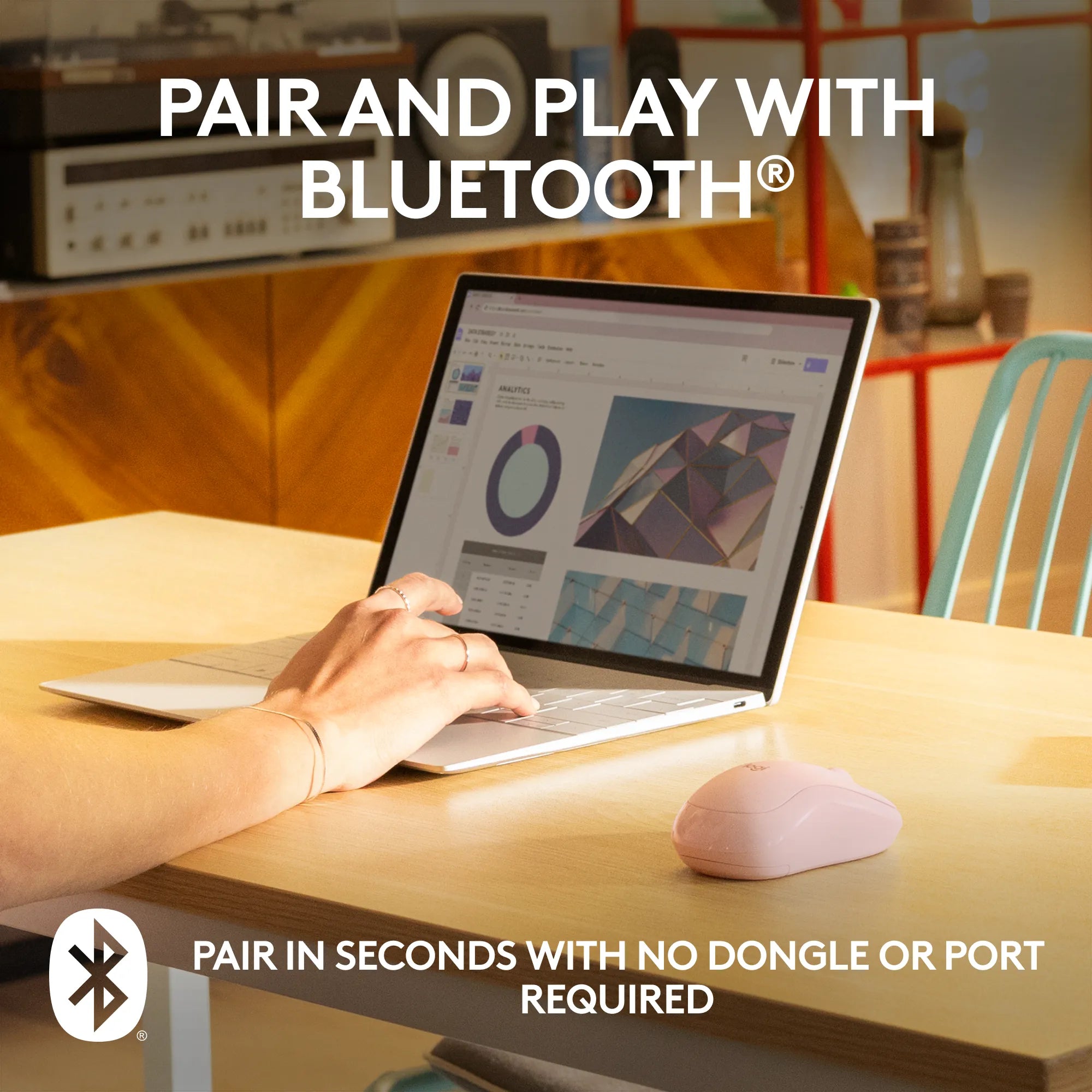 Logitech M240, Ambidextrous, Bluetooth, Pink