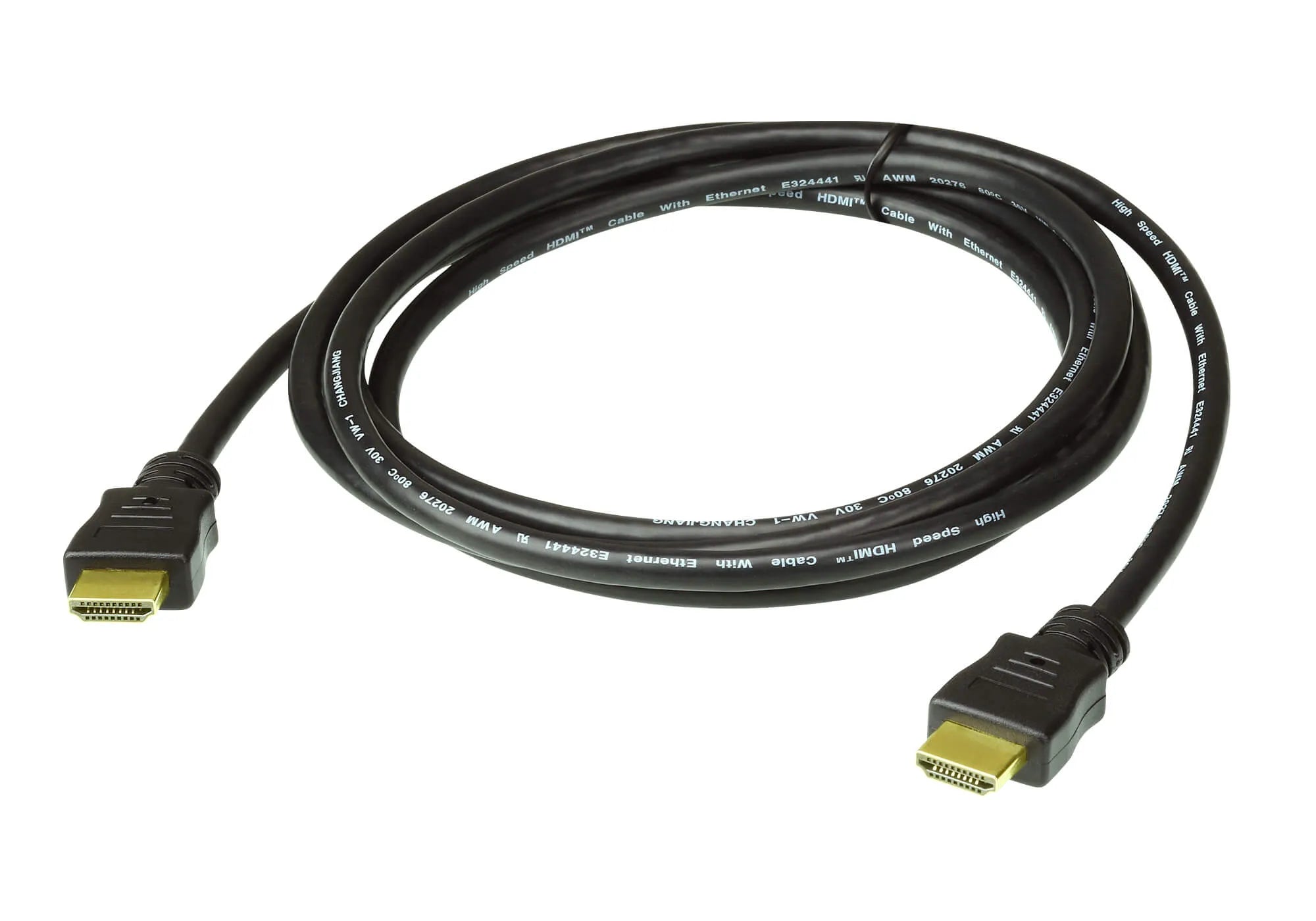 ATEN High Speed HDMI Cable with Ethernet True 4K ( 4096X2160 @ 60Hz); 2 m HDMI Cable with Ethernet, 2 m, HDMI Type A (Standard), HDMI Type A (Standard), 3D, Black