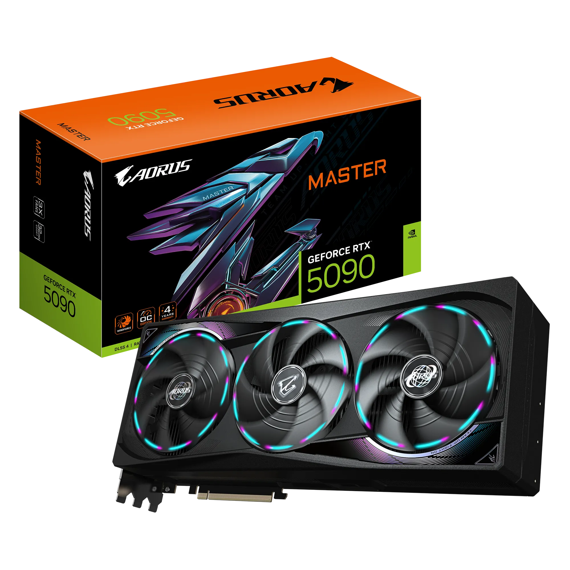 GIGABYTE AORUS GeForce RTX 5090 MASTER 32G Graphics Card - 32GB GDDR7, 512bit, PCI-E 5.0, 2655MHz Core Clock, 3 x DP 2.1a, 1 x HDMI 2.1b, GV-N5090AORUS M-32GD, GeForce RTX 5090, 32 GB, GDDR7, 512 bit, 7680 x 4320 pixels, PCI Express x16 5.0