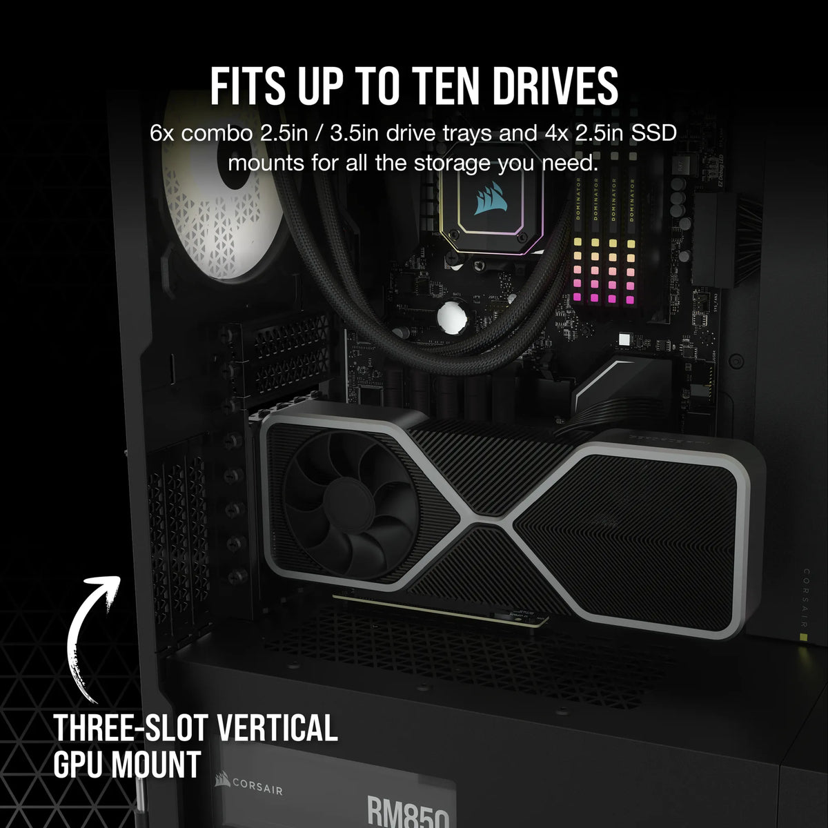 7000D Airflow Black Tempered Glass Full Tower; 6x 3.5'' | 4x 2.5'' Drive Bays ; 480mm Radiator Compatible; 3x140mm fan incl