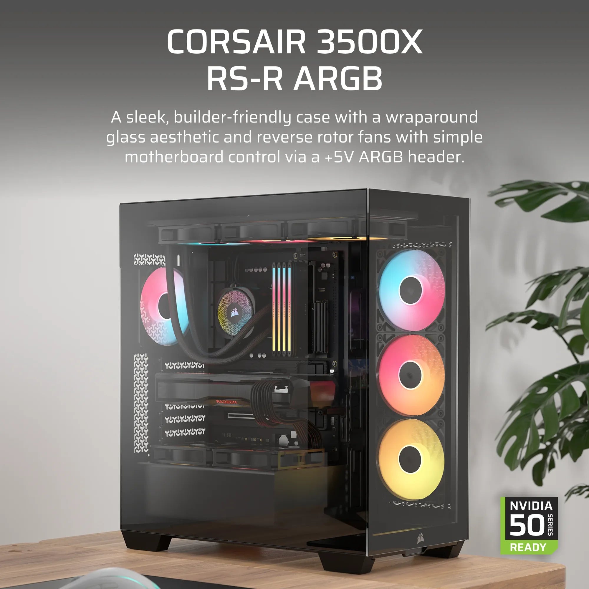 3500X RS-R ARGB Tempered Glass Mid-Tower PC Case; Black