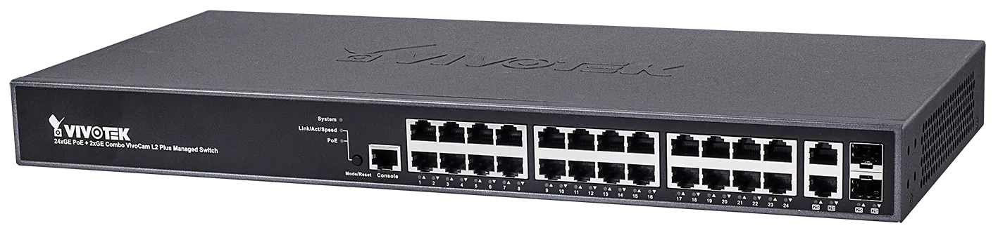 VIVOTEK Managed Websmart 24x Gigabit PoE 2x SFP; 370W