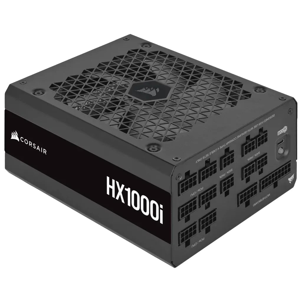 Corsair HX1000i — 1000 Watt 80 PLUS® Platinum; 10yr Warranty;ATX(1);EPS (3);PCI-E (4);4-Pin Peripheral (8);SATA (8);12VHPWR (1)