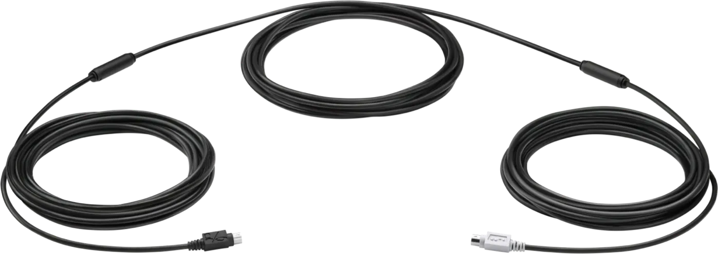 Logitech GROUP 15m Extender Cable, 15 m, 6-p Mini-DIN, 6-p Mini-DIN, Male, Male, Black