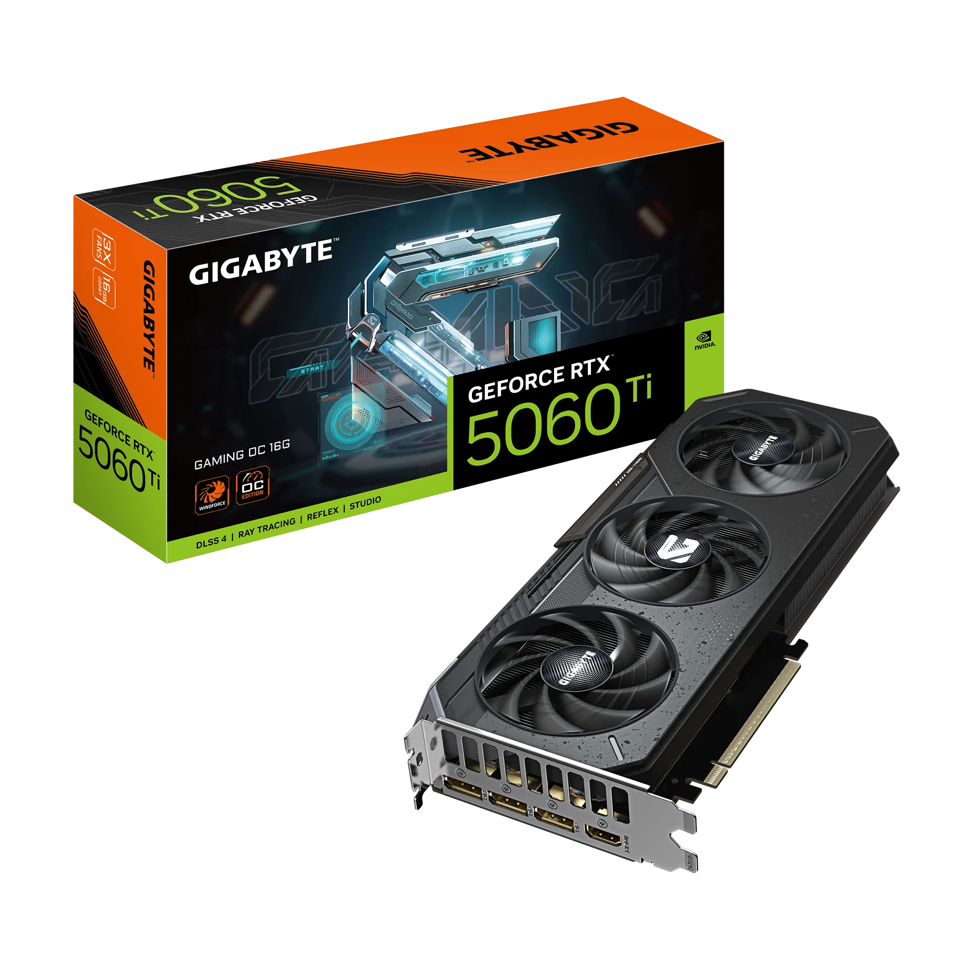 GIGABYTE GeForce RTX 5060 Ti GAMING OC 16G Graphics Card - 16GB GDDR7, 128bit, PCI-E 5.0, 2647MHz Core Clock, 3 x DisplayPort, 1 x HDMI, GV-N506TGAMING OC-16GD, GeForce RTX 5060 Ti, 16 GB, GDDR7, 128 bit, 7680 x 4320 pixels, PCI Express x16 5.0