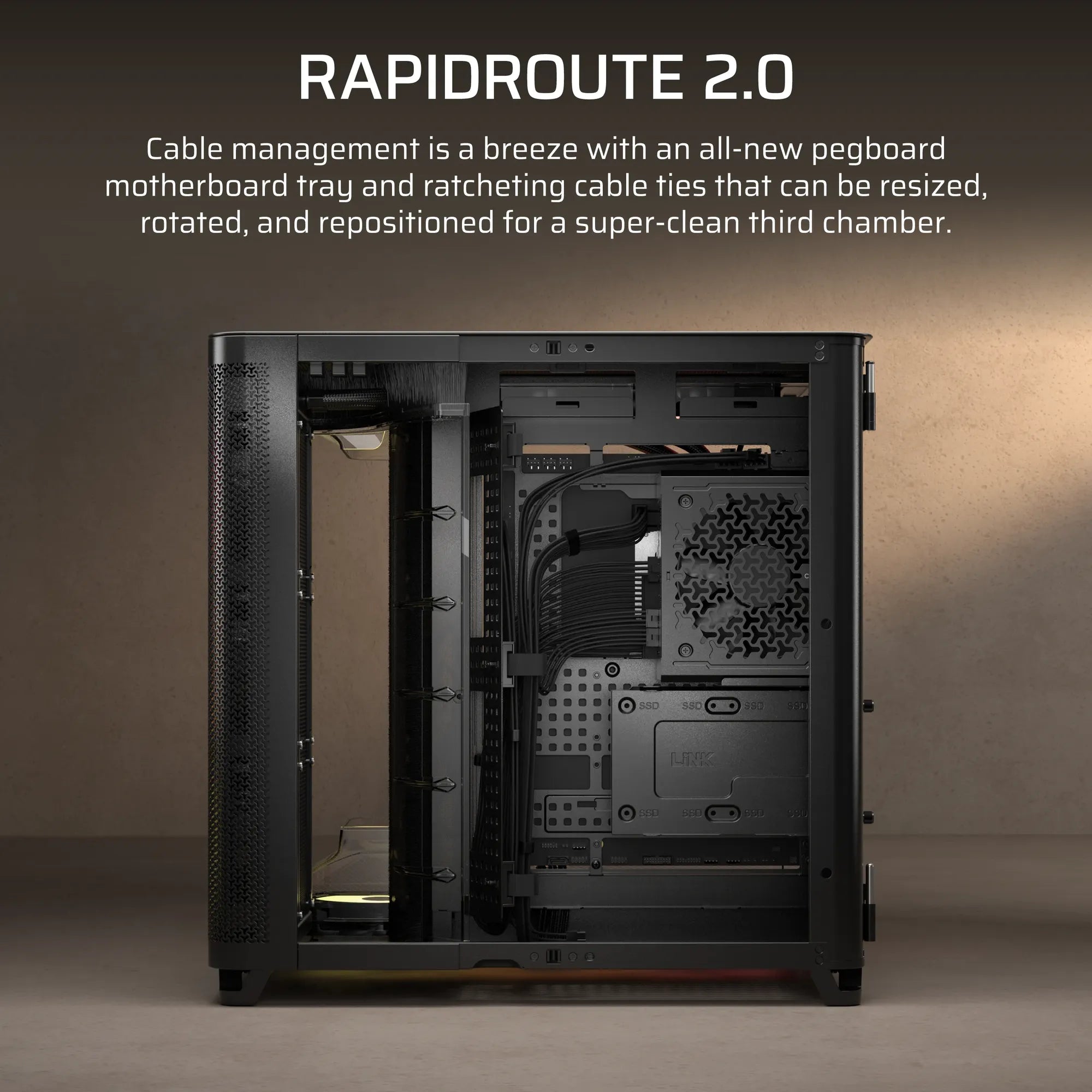 AIR 5400 RS-R ARGB Triple Chamber Mid-Tower PC Case ; 3x Fans Included; 2x 2.5'' ; 1x 3.5'' Black