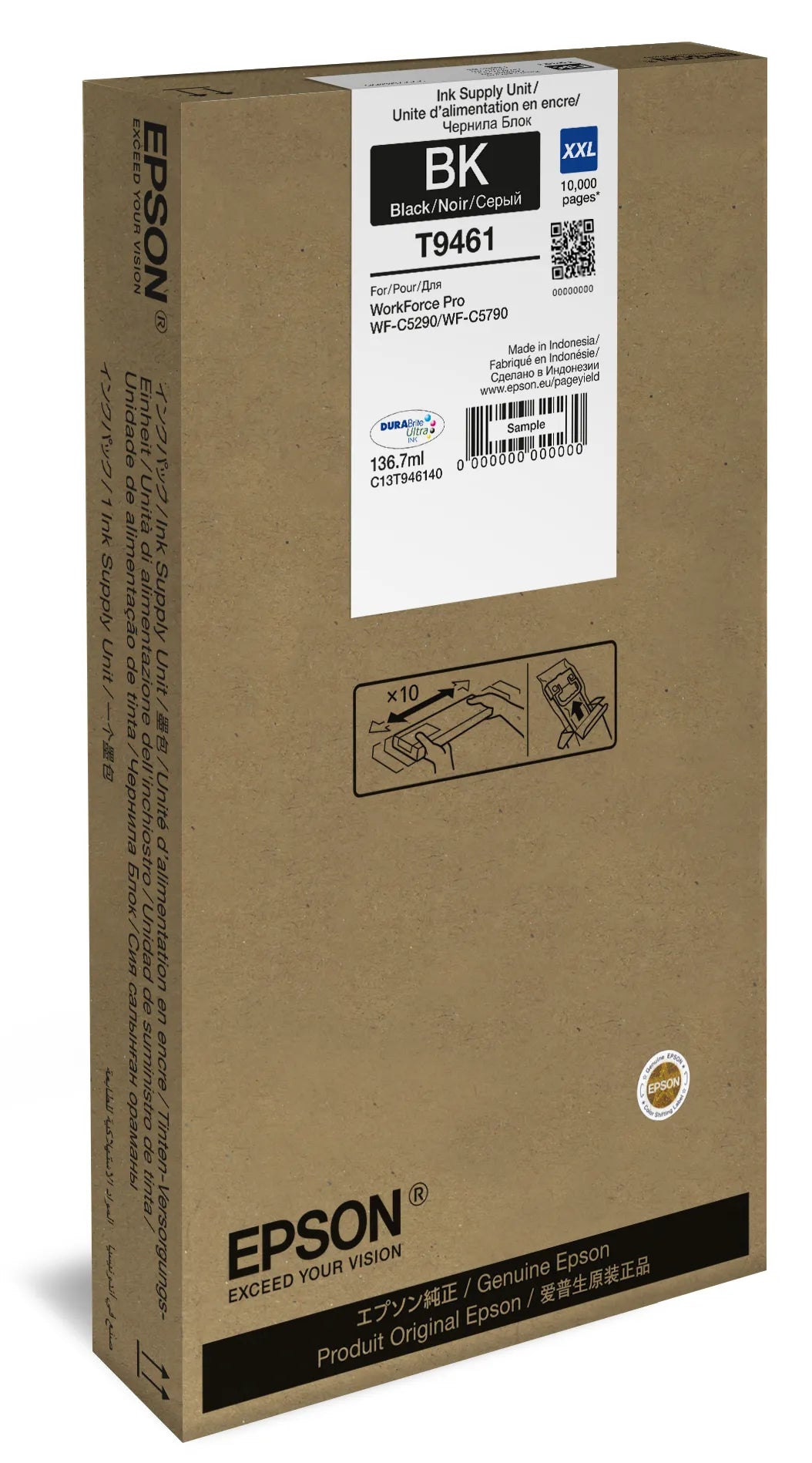 Epson WF-C5x90 Series Ink Cartridge XXL Black, Extra (Super) High Yield, Black, Pigment-based ink, 136.7 ml, 1 pc(s), 10000 pages
