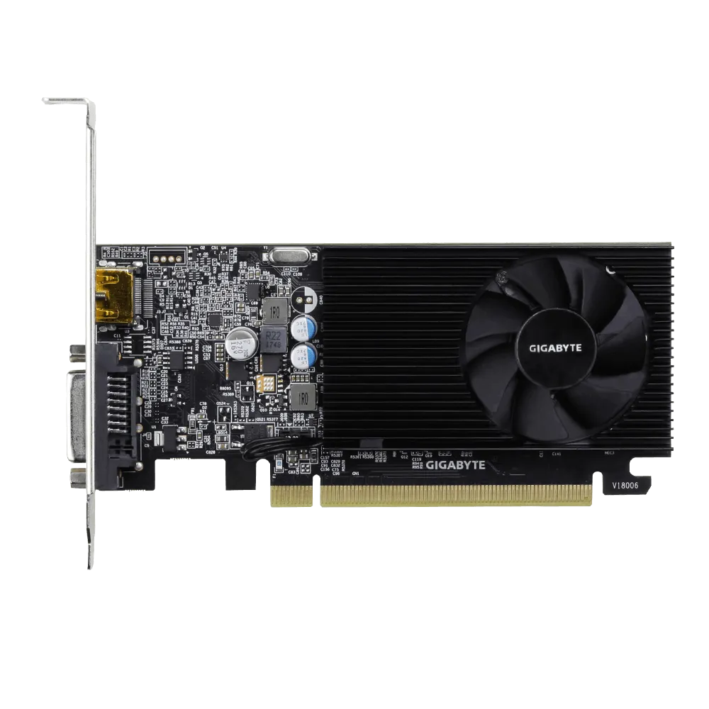 GIGABYTE nVidia GeForce GT 1030 - 2GB GDDR4; 64-Bit Memory Bus; PCI Express 2.0; 1x Dual-Link DVI-D; 1x HDMI; Low Profile