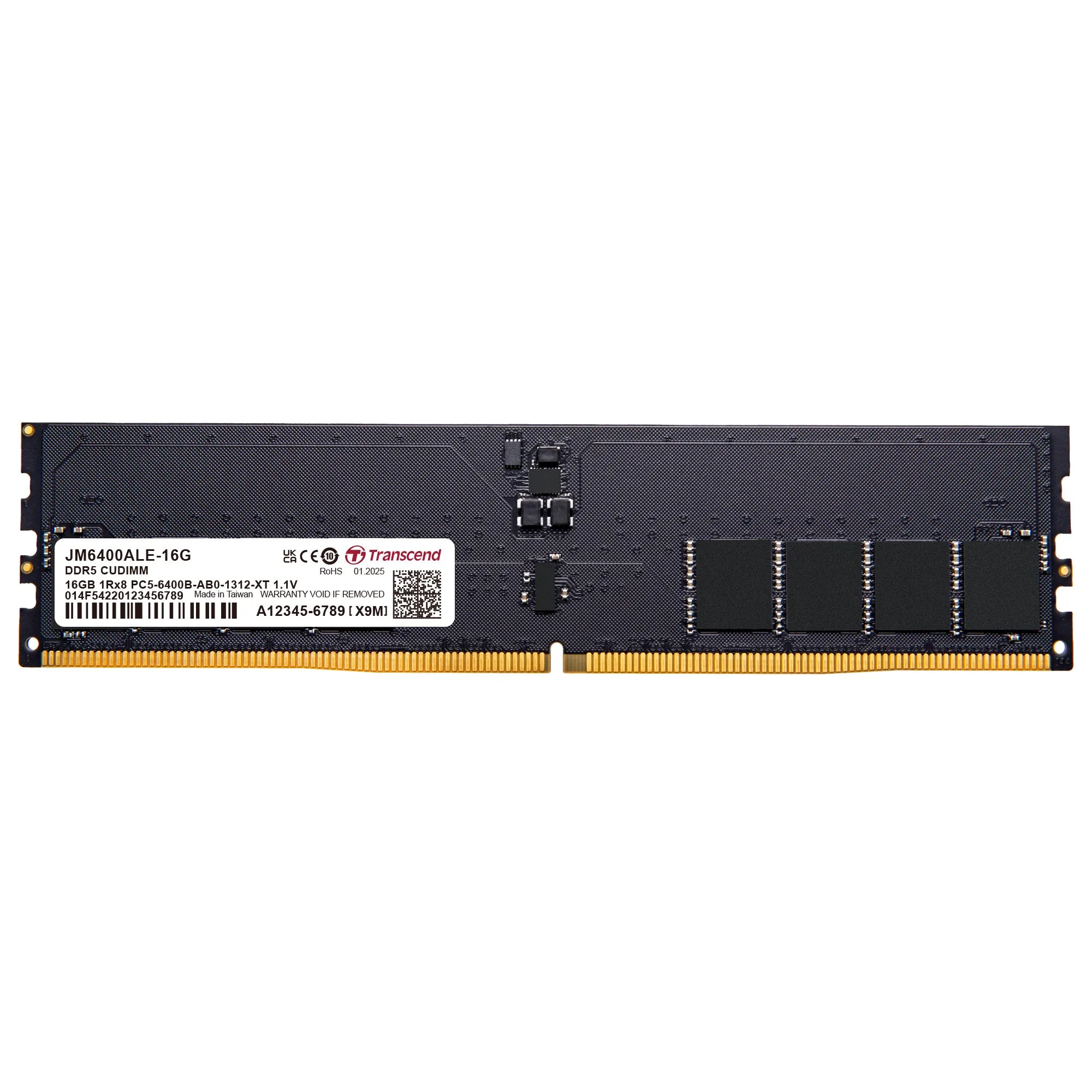 Transcend JetRam JM6400ALE-16G, 16 GB, 1 x 16 GB, DDR5, 6400 MHz, 288-pin DIMM