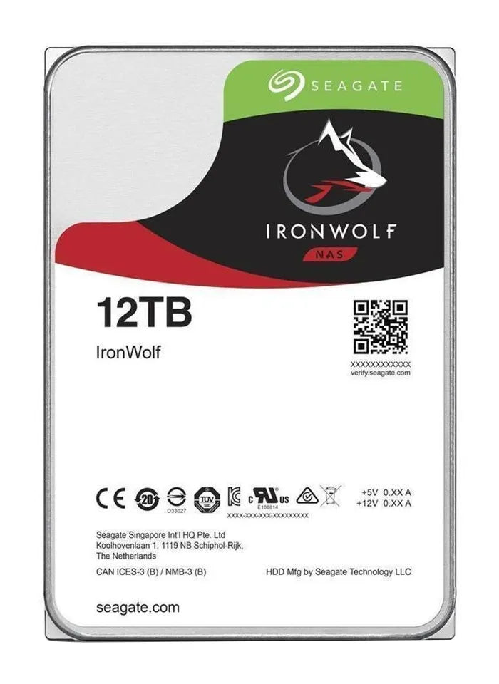 Seagate Ironwolf 12TB NAS; 3.5'' Internal; SATA 6GB/s; RPM 7200; 256MB Cache