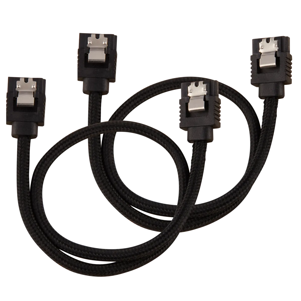 Corsair Premium Sleeved SATA Data Cable Set with Straight Connectors; Black; 30cm