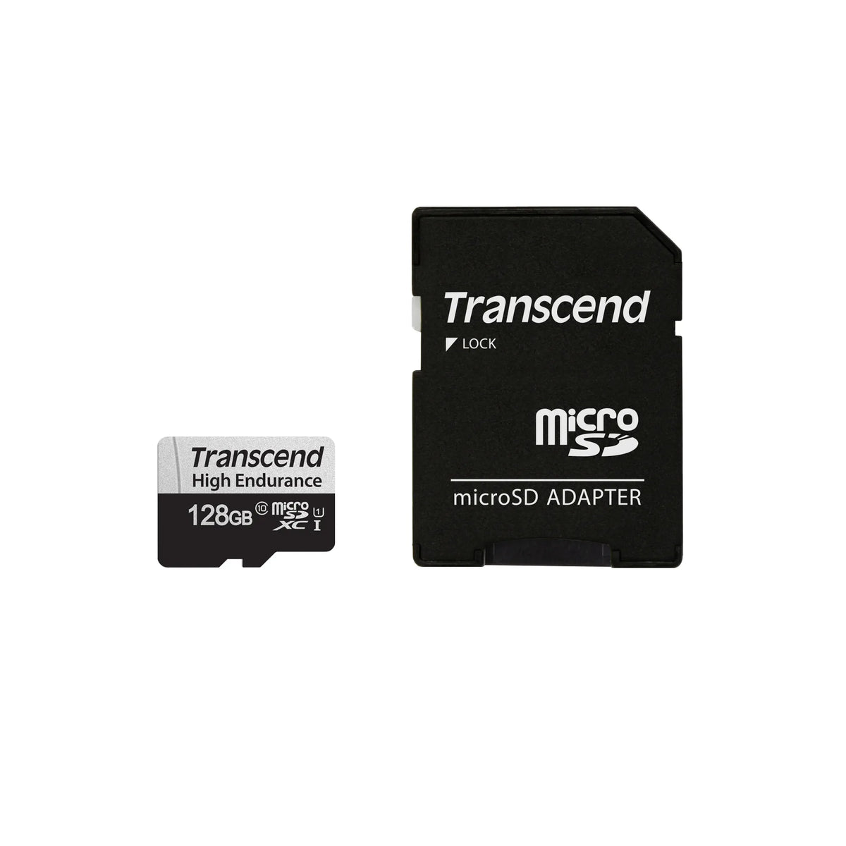 TRANSCEND 350V 128GB HIGH ENDURANCE MICRO SD UHS-I U1 CLASS10 - READ 100 MB/S - WRITE 45MB/S - WITH SD ADPTOR