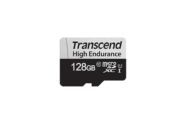 TRANSCEND 350V 128GB HIGH ENDURANCE MICRO SD UHS-I U1 CLASS10 - READ 100 MB/S - WRITE 45MB/S - WITH SD ADPTOR