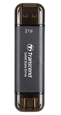 TRANSCEND 2 TB ESD310C USB3.2 TYPE A & C (USB 10Gbps) OTG COMPACT PORTABLE SSD - Read 1050MB/s Write 950 MB/s - Black