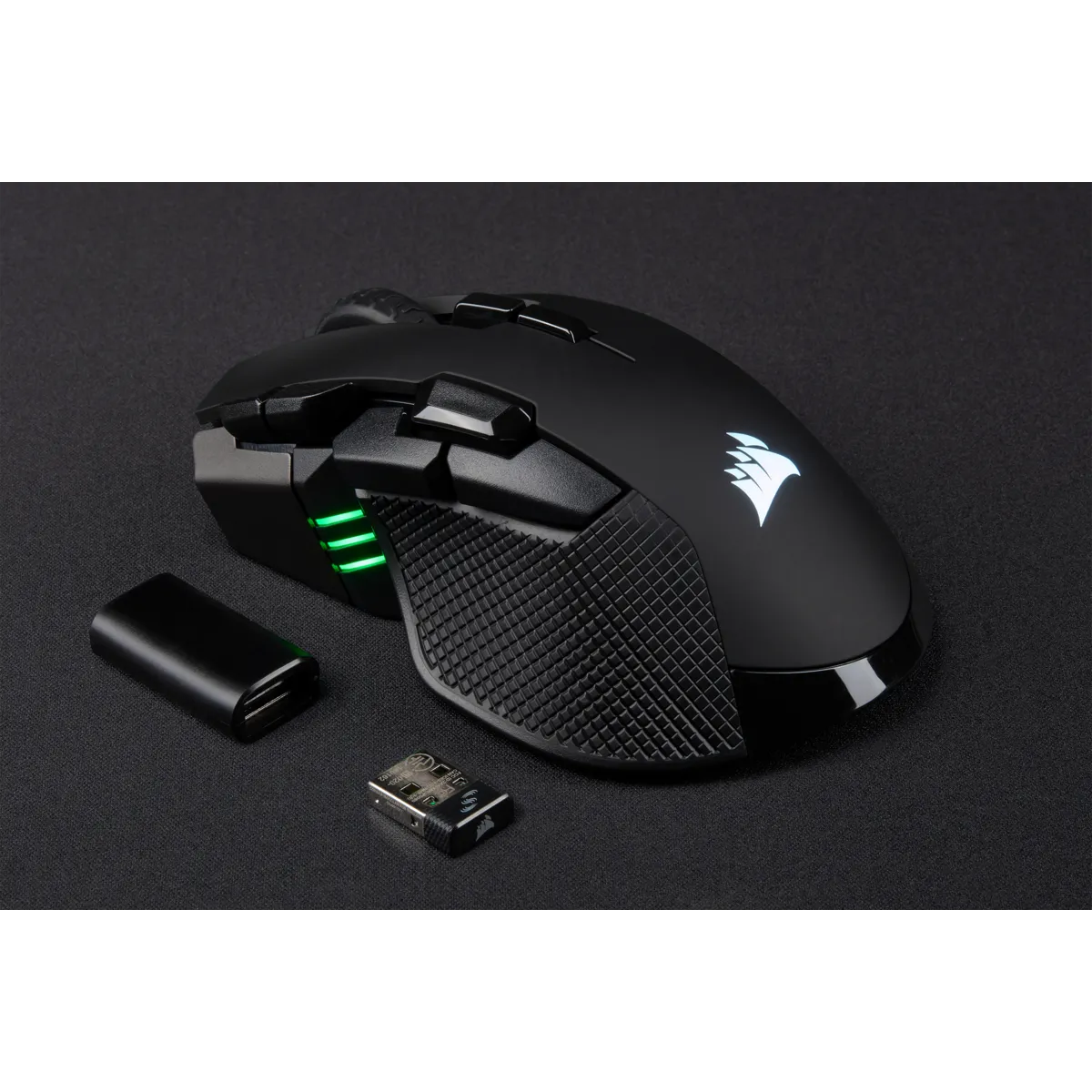 Corsair IronClaw RGB, Right-hand, Optical, RF Wireless + Bluetooth + USB Type-A, 18000 DPI, Black