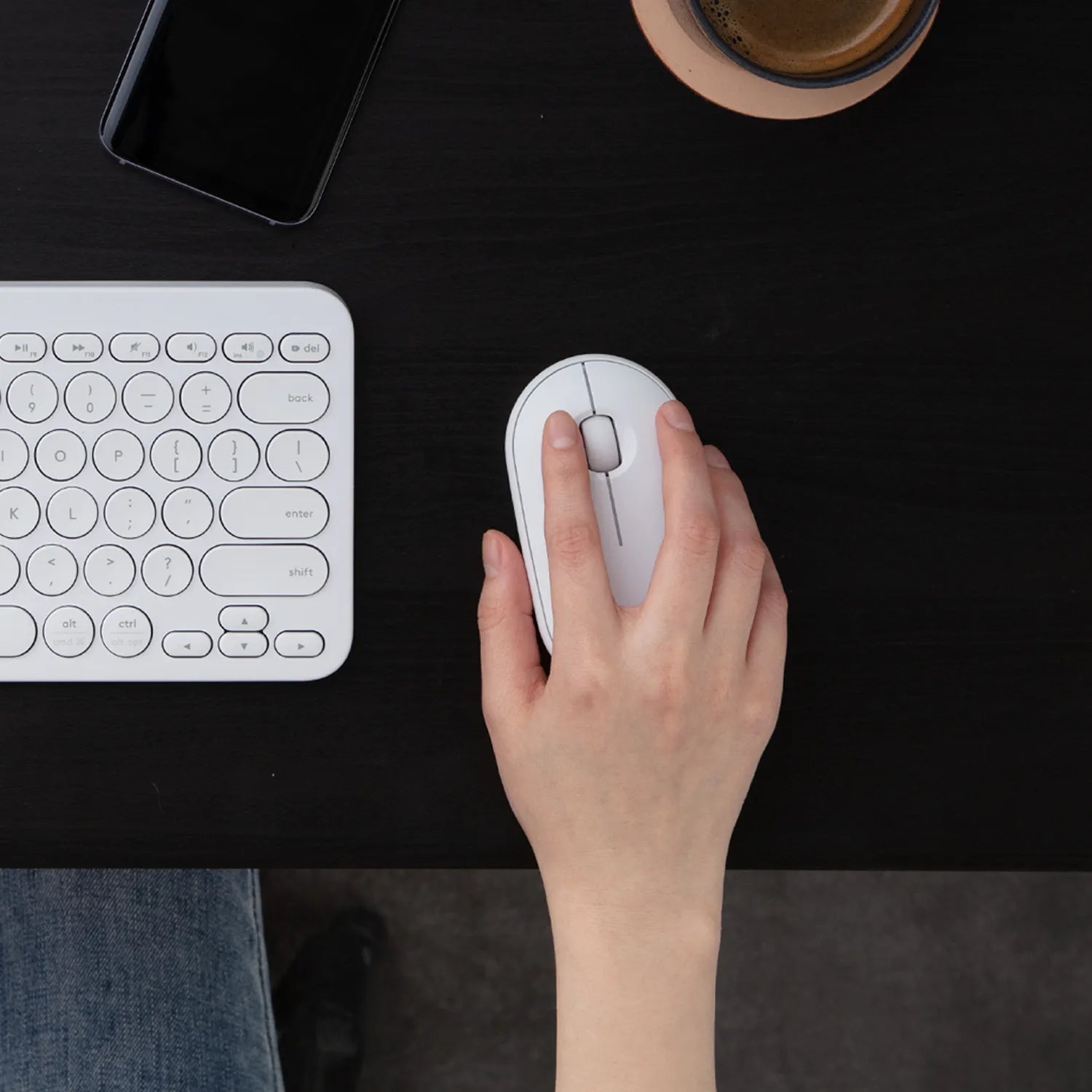 Logitech Pebble M350, Ambidextrous, Optical, RF Wireless + Bluetooth, 1000 DPI, White
