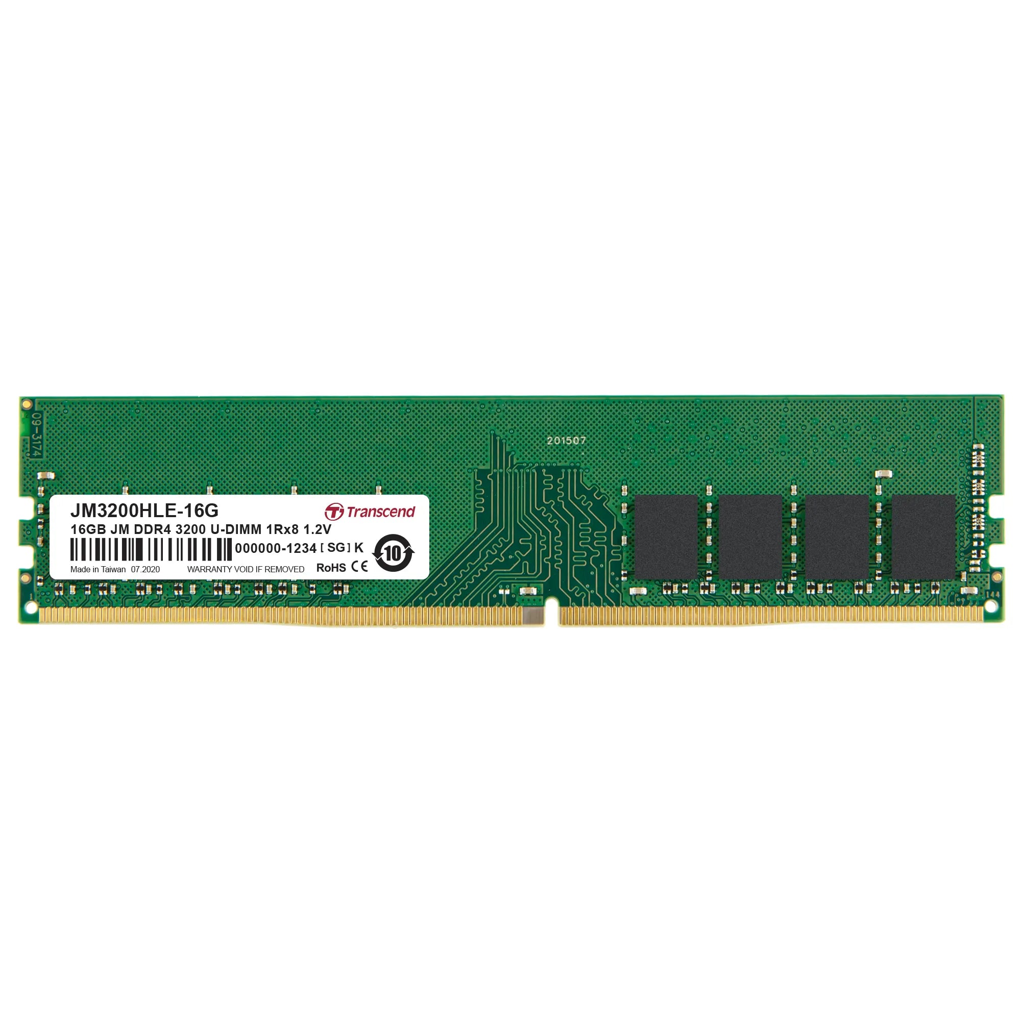 Transcend JetRam DDR4-3200 U-DIMM 16GB, 16 GB, 1 x 16 GB, DDR4, 3200 MHz, 288-pin DIMM