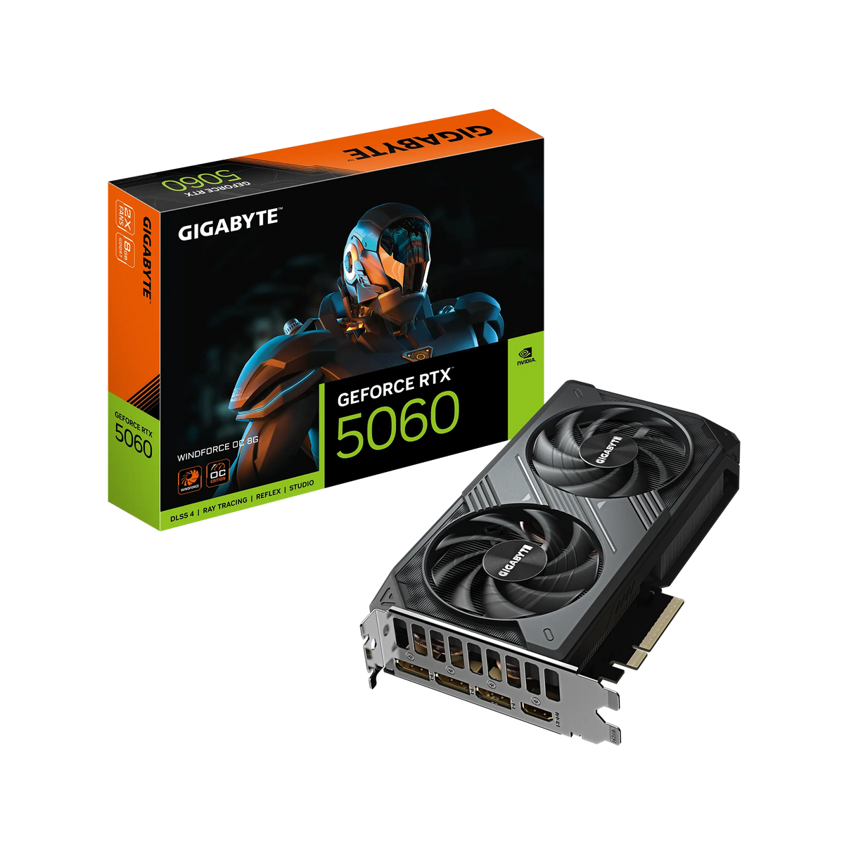 GIGABYTE nVidia GeForce RTX 5060 WINDFORCE OC 8GB PCIE 8X - 8GB GDDR7; 128-Bit Memory Bus; 1x HDMI; 3x DisplayPort .