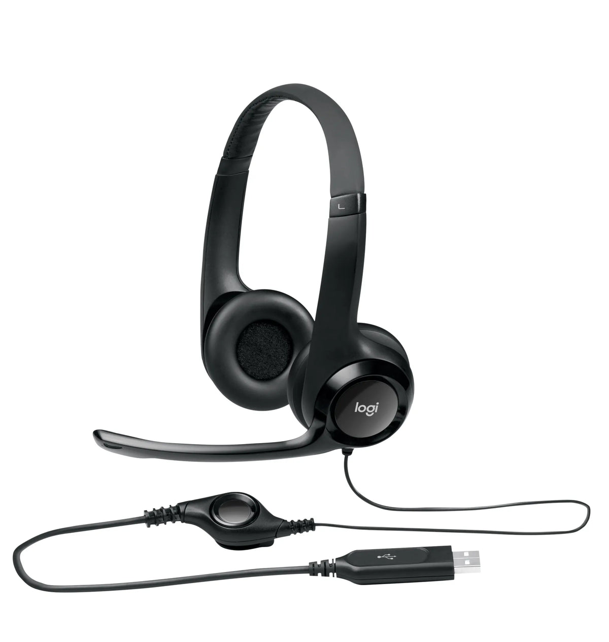 981-000406 - Logitech Headset H390 Black USB-A Stereo Internet headset adjustable headband Noise cancelling rotating microphone