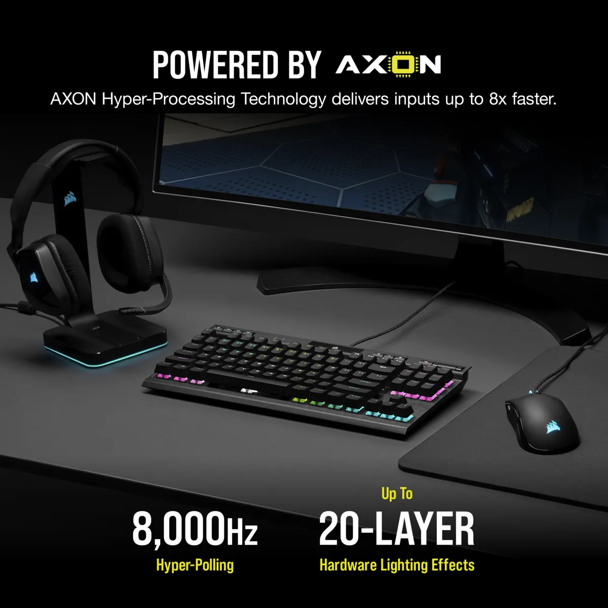 Corsair K70 TKL Champion serijos klaviat?ra (CH-911901A-NA), Tenkeyless (80 - 87%), Opto-mechanical key switch, RGB LED