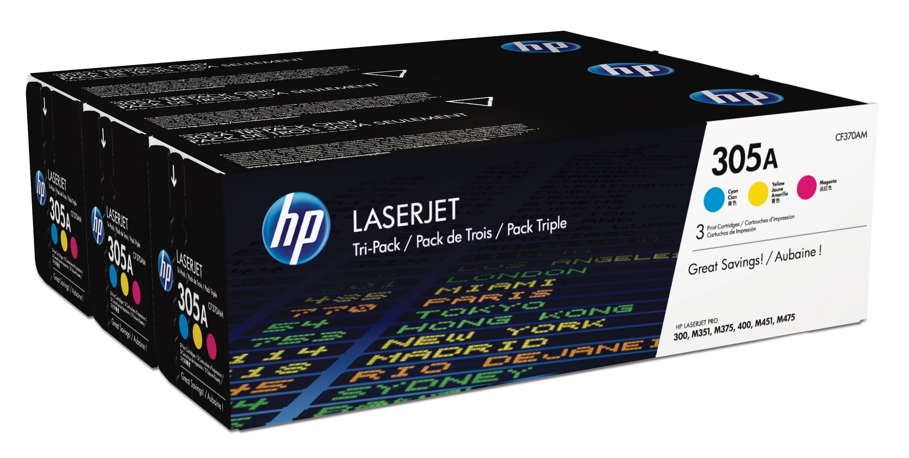 HP 305A Tri-Pack Toner Cartridges (CMY)