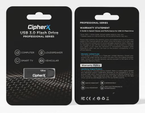 128GB CipherX U10 Pro Series, USB 3.0 (150MB/s) USB Flash Drive
