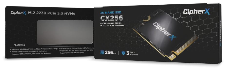 256GB CipherX Pro S Series, M.2 (2230), PCIe4.0 Gen4x4, NVMe (5600Mbps/4800Mbps) SSD