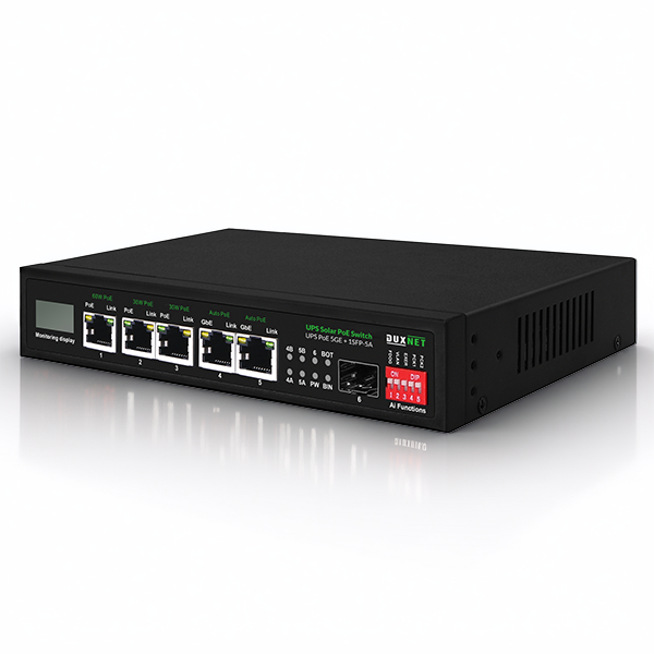 DuxNet 6-Port Gigabit 5A Solar Unmanaged PoE Switch