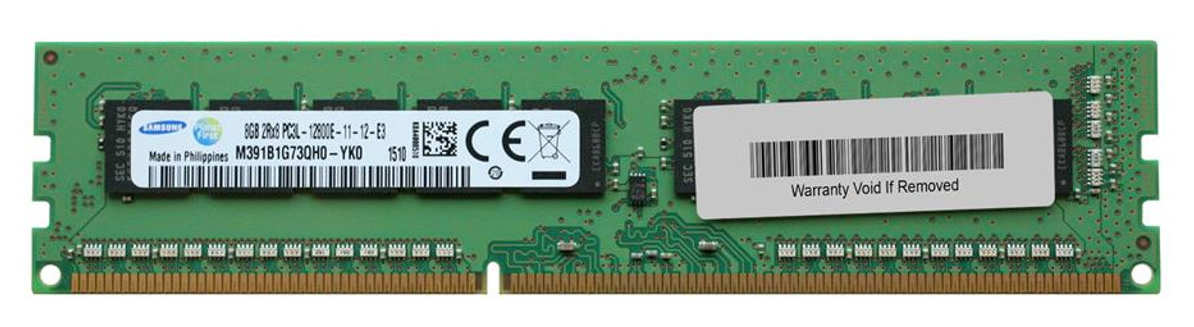 8GB Samsung, 2Rx8, DDR3 SDRAM, 240-pin DIMM, 1600MHz (PC3L-12800), CL11, 1.35V, ECC Unbuffered, Memory Module
