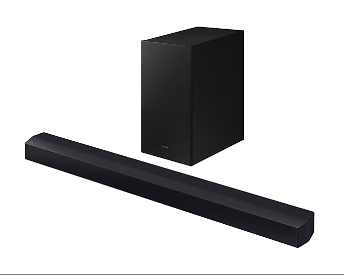 SAMSUNG WIRELESS SOUNDBAR 2.1CH / 300W NIGHT/VOICE EQ BASS BOOST BLUETOOTH TV CONNECTION 6.5” WIRELESS SUBWOOFER GAME MODE ONE REMOTE CONTROL ADAPTIVE SOUND LITE