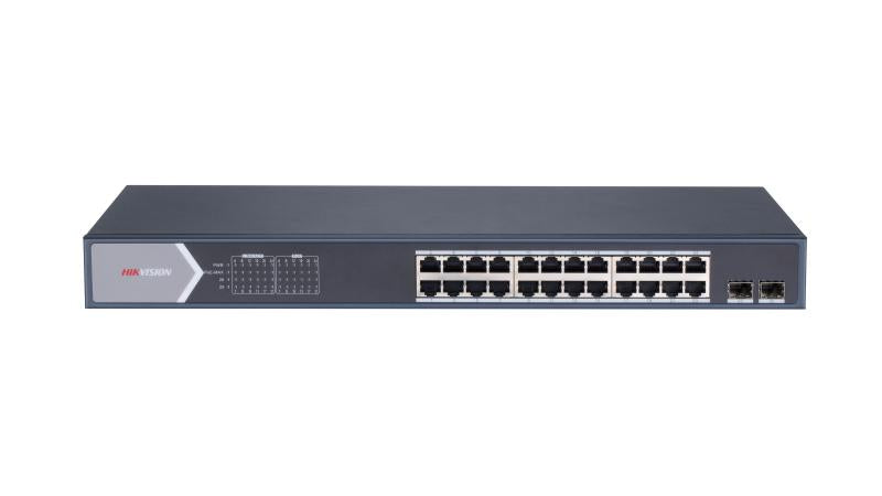 Hikvision L2 Smart Managed 24 Gigabit PoE ports 2 Gigabit SFP ports 802.3af/at PoE power budget 370W max