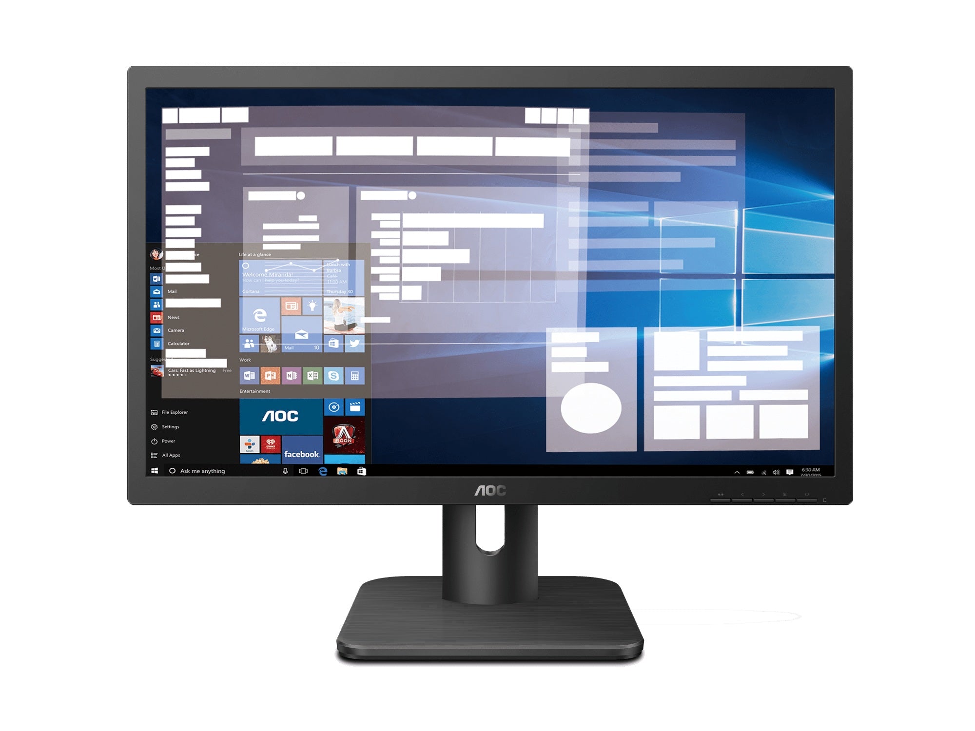 AOC Monitor 19.5” HD+ 1600x900 HDMI VGA VESA Flicker Free Low Blue Mode Internal Power Supply 3YR Warranty
