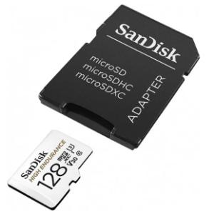 128GB SanDisk High Endurance microSD Card w/Adapter (Retail Pack)