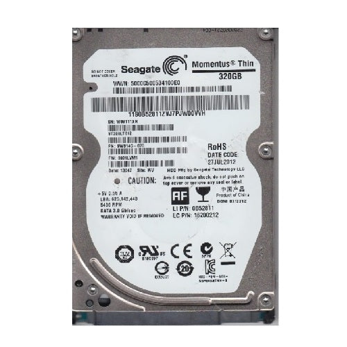 320GB Seagate Momentus Thin 7mm 2.5" SATA 3Gb/s 5400rpm 16MB Notebook HD