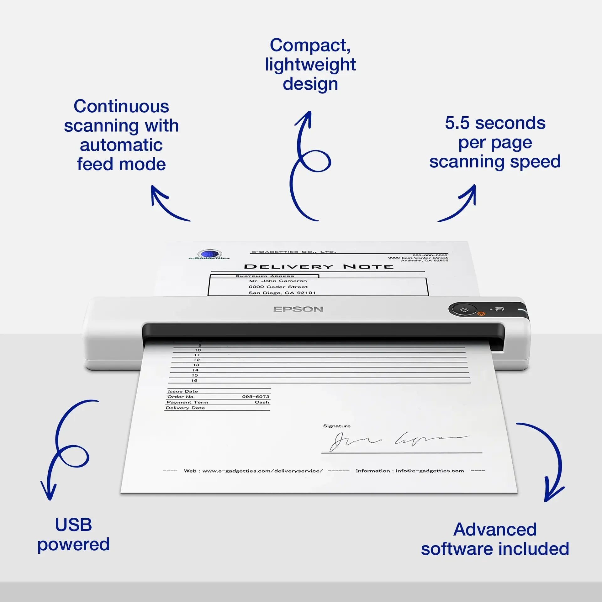 Epson WorkForce DS-70 Mobile Scanner