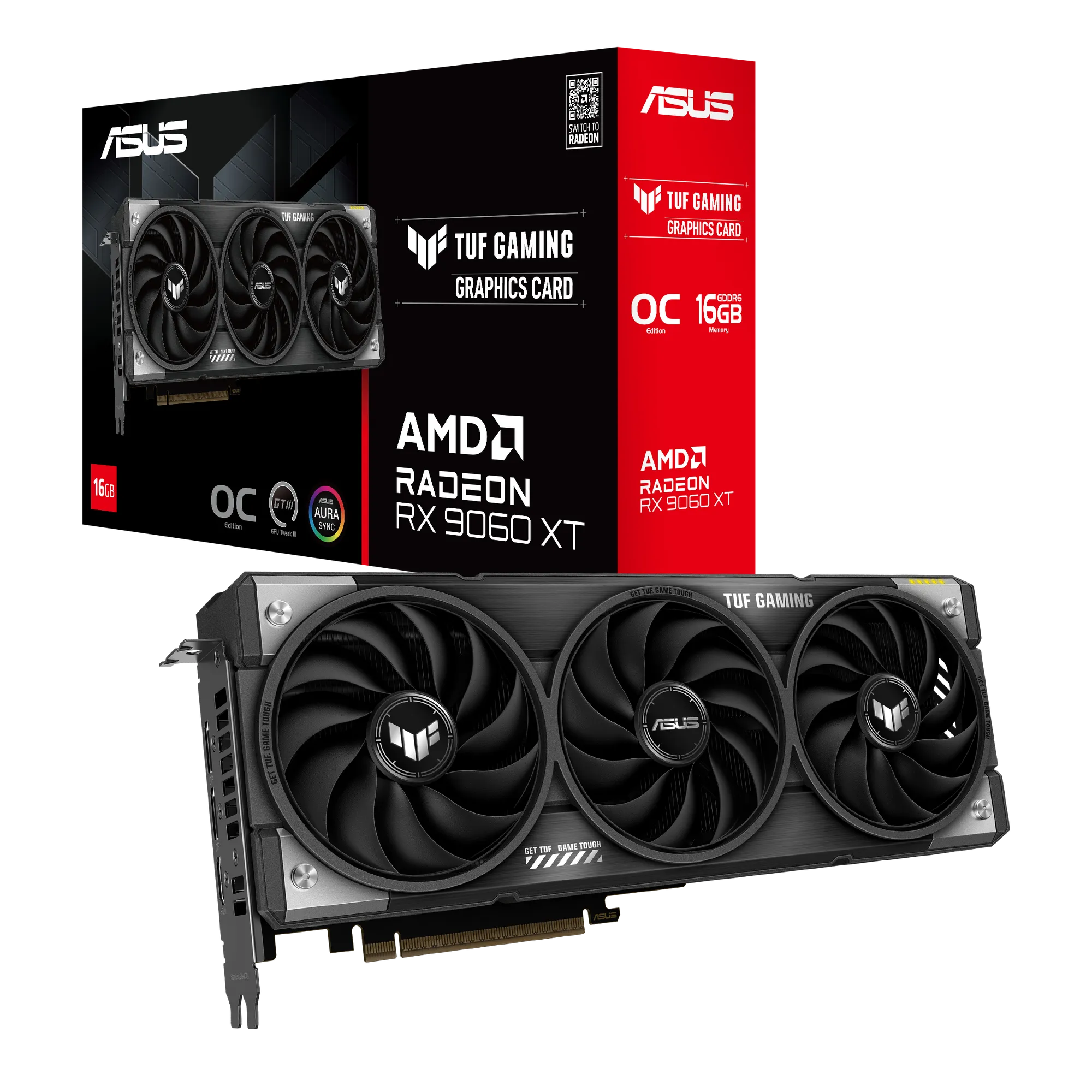 ASUS TUF Gaming TUF-RX9060XT-O16G-GAMING, Radeon RX 9060 XT, 16 GB, GDDR6, 128 bit, 7680 x 4320 pixels, PCI Express 5.0