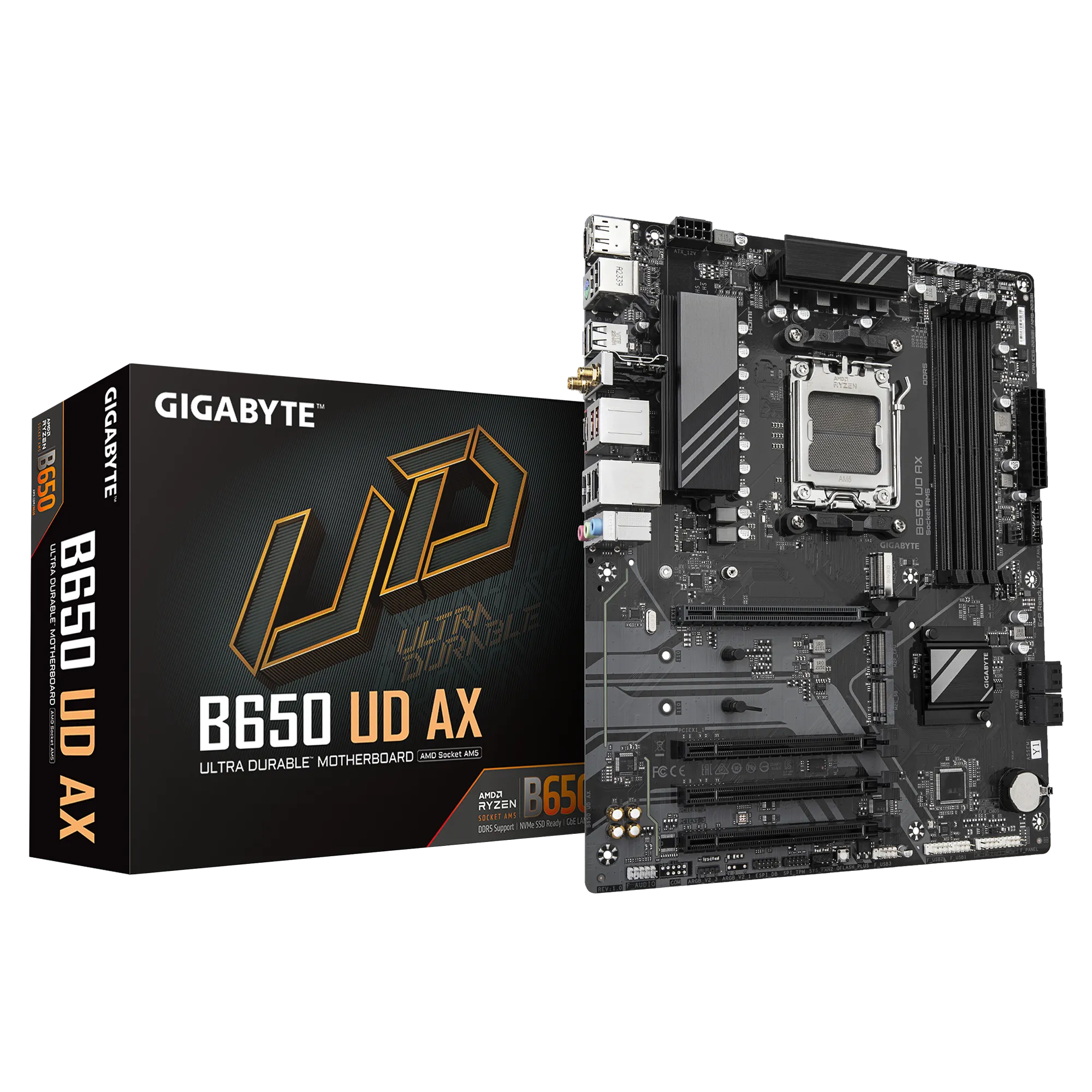 GIGABYTE AMD B650 UD for AMD AM5; 4x Dual DDR5; 3x M2; HDMI; DP.