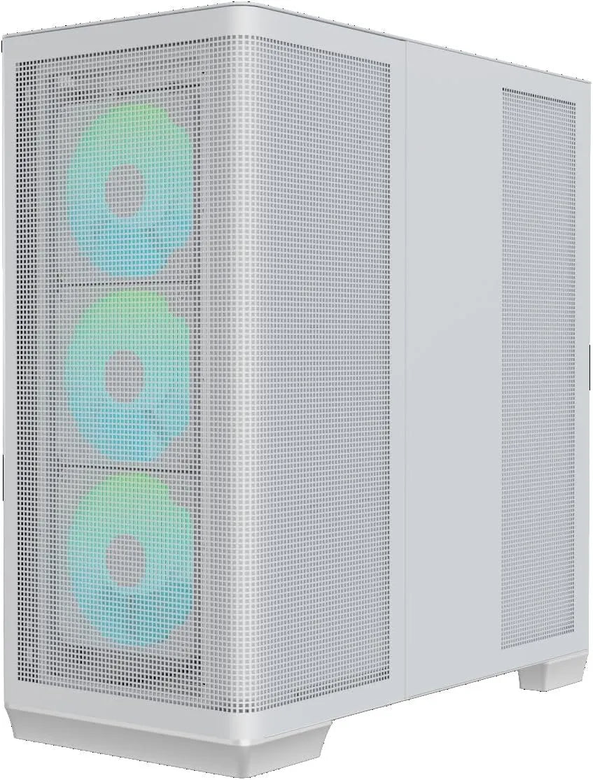 APNX C1-R premium White mid-tower ATX case - 4x PWM ARGB Fan Included - 3x2.5'' or 3x 3.5'' - 360mm radiator - BTF Compatible.