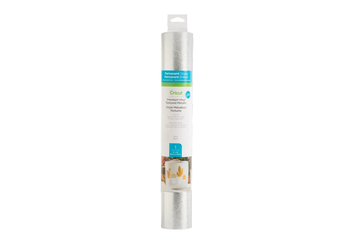 2005227 - Cricut Premium Vinyl Permanent 30.5x122cm (Textured Metallic Vinyl Silver)