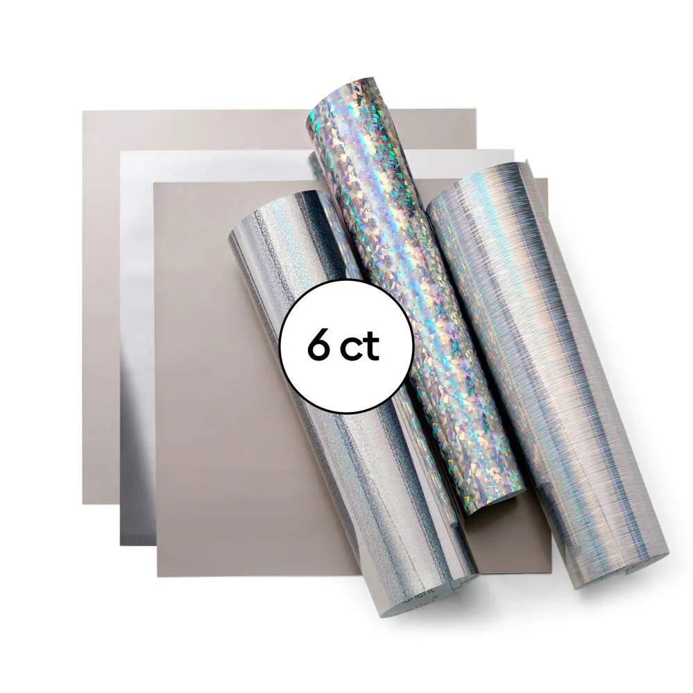 2009604 - Cricut Holographic Vinyl; Silver Sampler - Permanent (6 ct) 30.5x30.5cm
