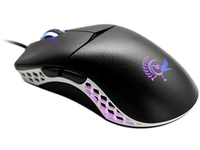 Ducky Mouse Feather Black and White - Huano Blue switches.